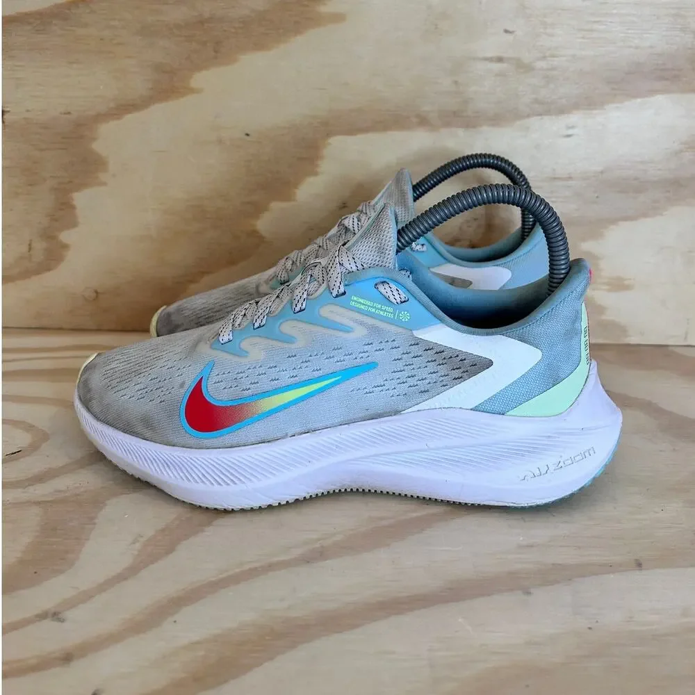 Nike - Air Zoom Winflo 7 - Running Shoes - White/Blue - Women's - 6 - DJ0302-101